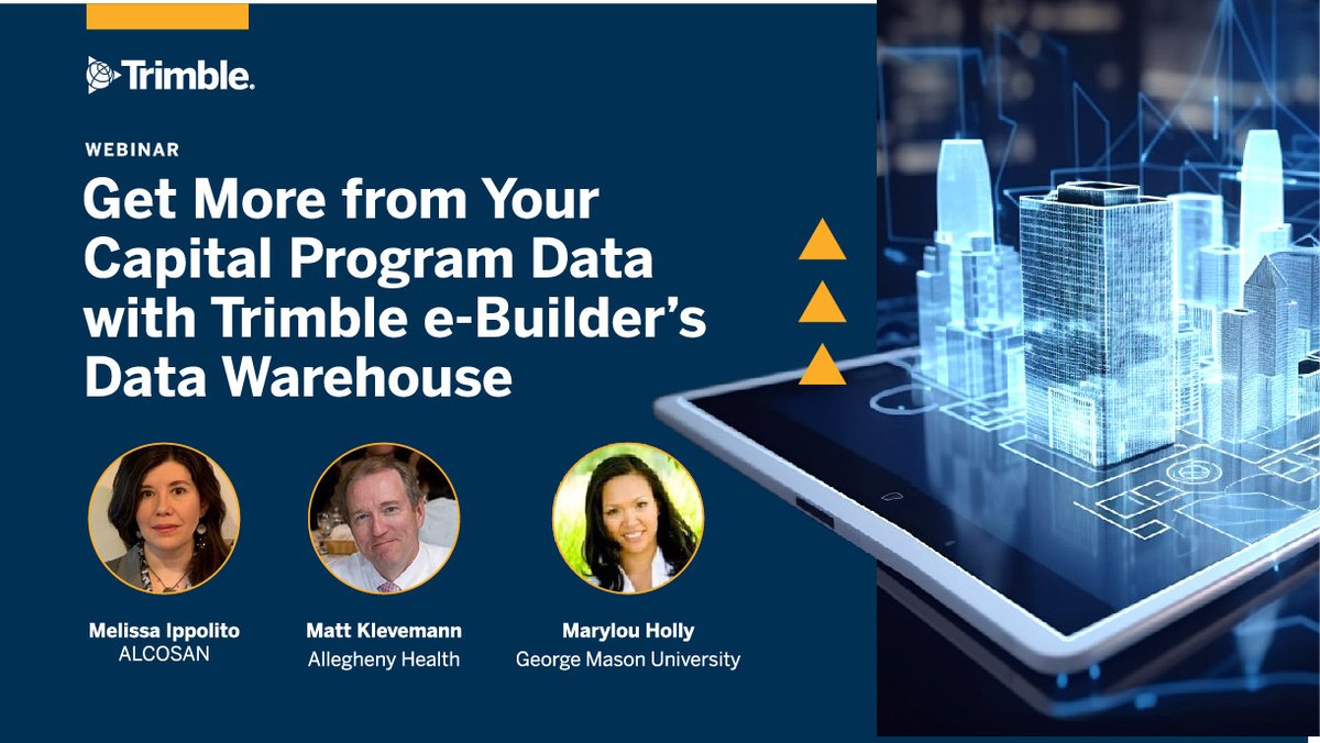 In our upcoming webinar, hear from organizations using Trimble e-Builder’s Data Warehouse &amp; the benefits of accessing &amp; analyzing capital project information in conjunction with other critical system data to drive more strategic decision-making. bit.ly/3Ri3LSK

#DPD #ALM
