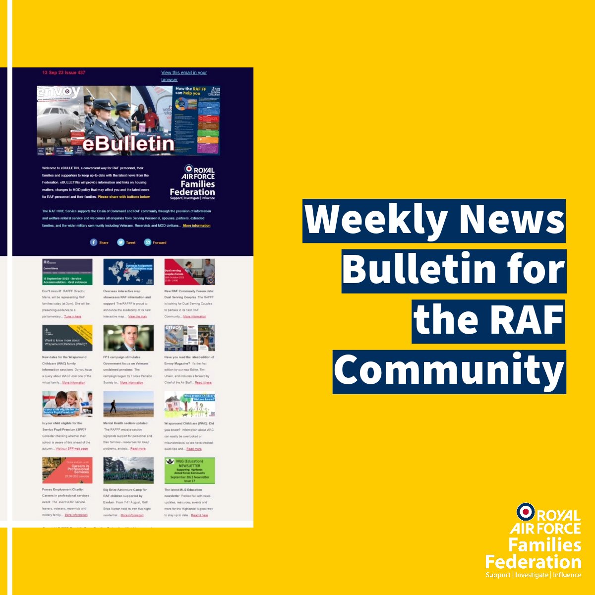 RAF_FF's tweet photo. OUT NOW: The RAFFF weekly eBulletin includes our forthcoming RAF Community Forum, NEW overseas interactive map, September WAC information session date and more...
Read it here: https://t.co/TMl8buVBcV
Subscribe here: https://t.co/PMwy1eXEZb
#RAFCommunity #News @RAFHIVE https://t.co/ARB2MyvCut