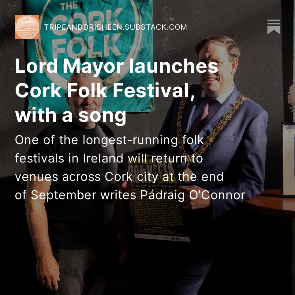 We went along to the launch of <a href="/CorkFolkFest/">Cork Folk Festival</a> last night in <a href="/StPetersCork/">St. Peter's Cork</a> where  Lord Mayor <a href="/cllrkmac/">Cllr Kieran McCarthy</a> broke into song. The folk fest will see 200 musicians play across the city over five days. Story below.
