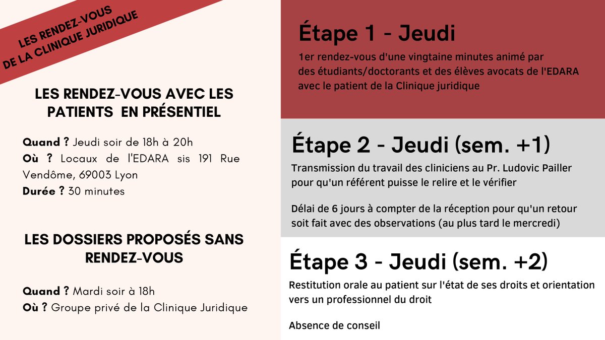 CliniqueLyon3's tweet photo. Les activités de la Clinique Juridique reprennent la semaine de 2 octobre !

Alors voici une présentation des activités !

Pour vous inscrire, envoyer :
- Un CV
- Une lettre de motivation

À l’adresse suivante : asso.cliniquejuridiquelyon3@gmail.com https://t.co/oezZnRRAa6