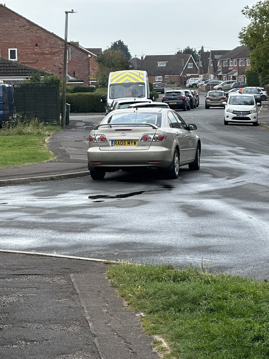 Reg no RA05 MYW parked in Pennine Close Melksham Wiltshire on Sunday September 10 2023 at 9.00am. Parked right on the junction obscuring sight lines.