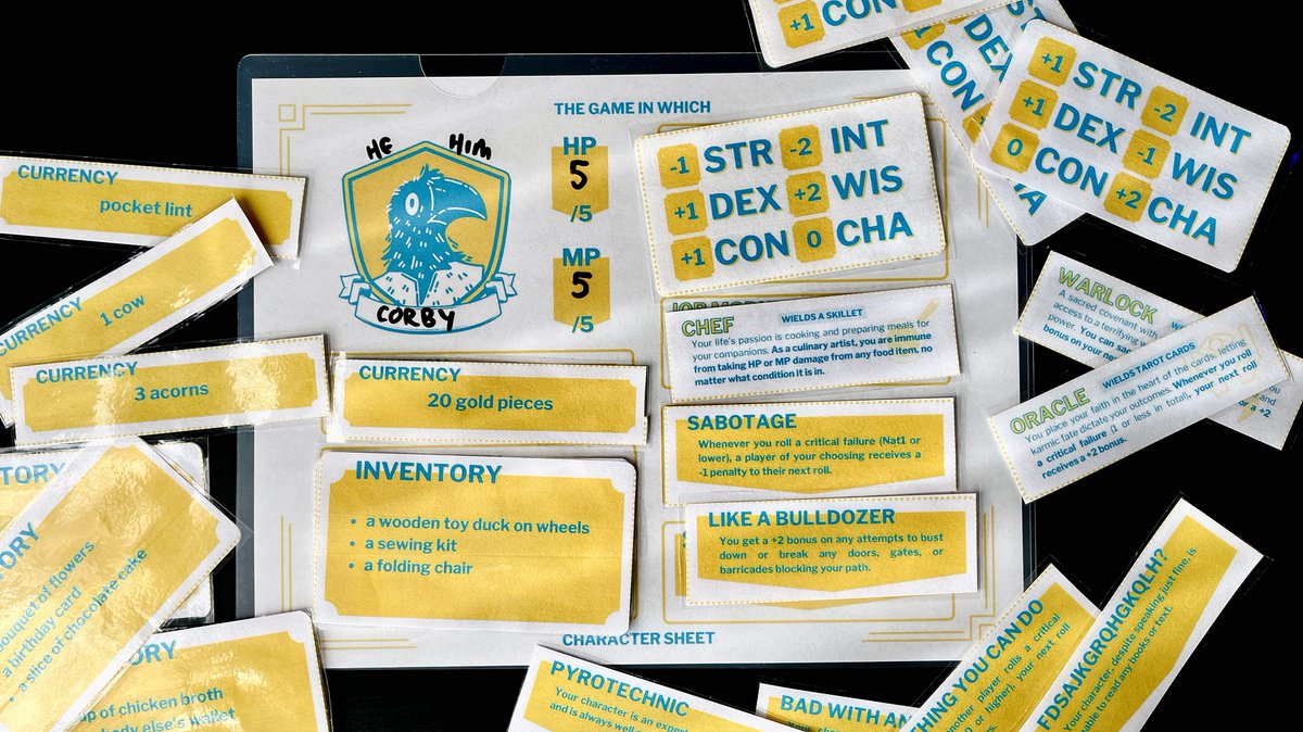 shenyun5000's tweet image. my new game is out today!

the fully modular design makes creating characters and jumping right into a campaign an absolute breeze! draft your character sheet alongside your friends! swap and trade modules throughout the game!

download here!
shenyun.itch.io/the-game-in-wh…
✨🖨️✂️🔀✨