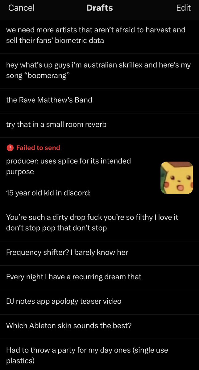 decided not to tweet the normal effin tweets during my album roll out so this is what the drafts look like