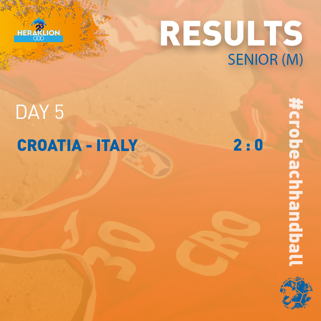 And 🥇 medal for #crobeachhandball men's senior team at the Mediterranean Beach Games, while the women's team won 6th place 😎

🤾‍♀️ 🇭🇷 vs 🇹🇳 2:1 (16:10, 14:18, 6:4)
🤾‍♀️ 🇭🇷 vs 🇨🇾 1:2 (18:23, 24:16, 6:8)
🤾‍♂️ 🇭🇷 vs 🇮🇹 2:0 (22:18, 23:20)

#beachhandball #rukometnapijesku