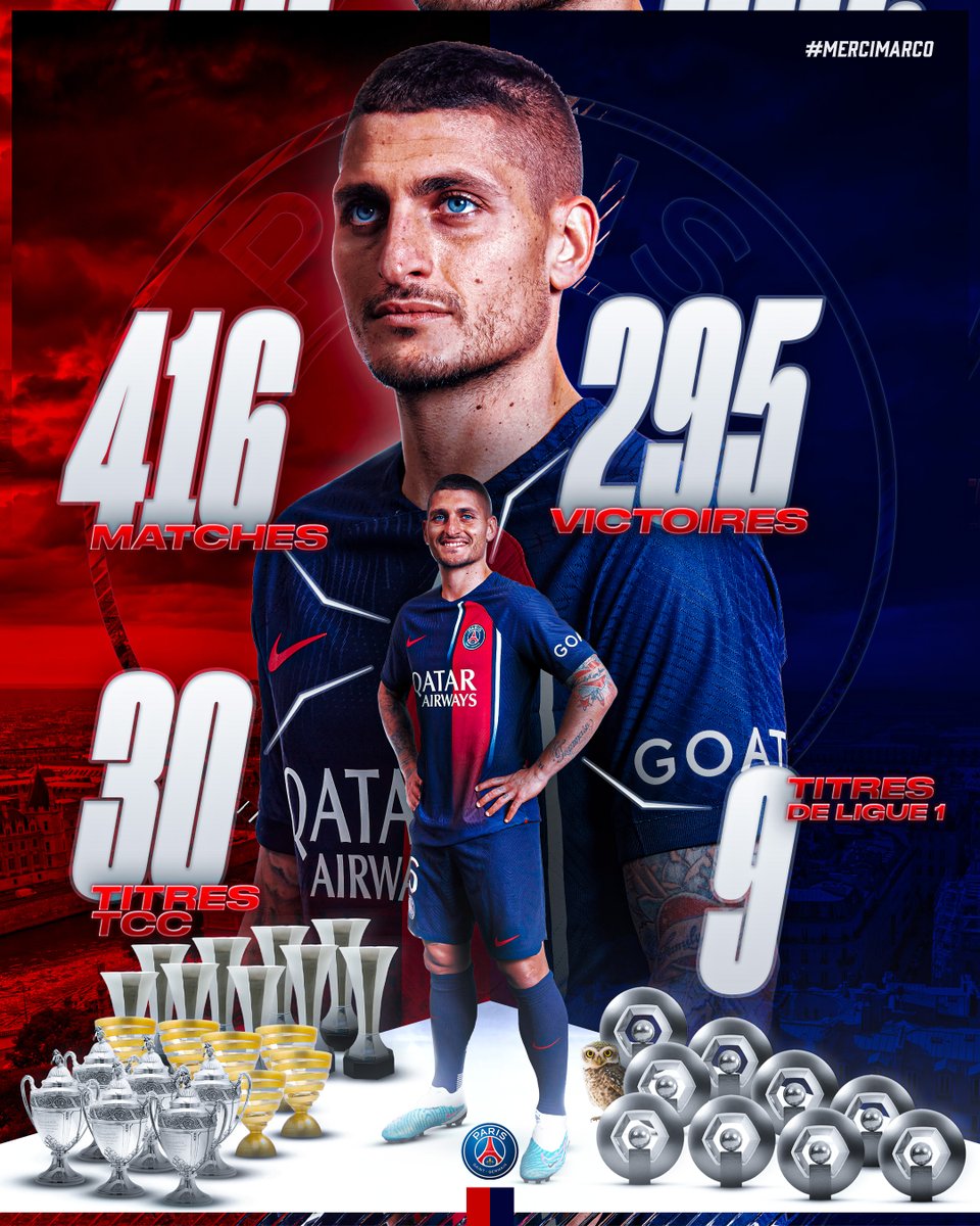 PSG_inside's tweet image. ⚽️ 416 matchs en 11 saisons 
✅ 295 victoires
🏆 30 titres - 9 titres de champion de France 

🦉 #MerciMarco