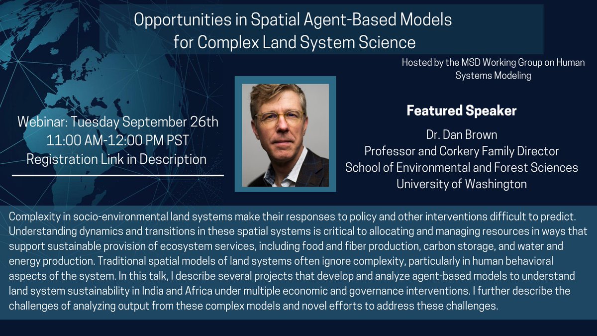 MultiSector Dynamics (@multi_sector) on Twitter photo The MSD Working Group on Human Systems Modeling is hosting a webinar on Tuesday, Sept 26th from 11AM to 12 PM PST featuring @geoDGB . Register here! cornell.zoom.us/meeting/regist… The MSD Working Group on Human Systems Modeling is hosting a webinar on Tuesday, Sept 26th from 11AM to 12 PM PST featuring @geoDGB . Register here! cornell.zoom.us/meeting/regist…
