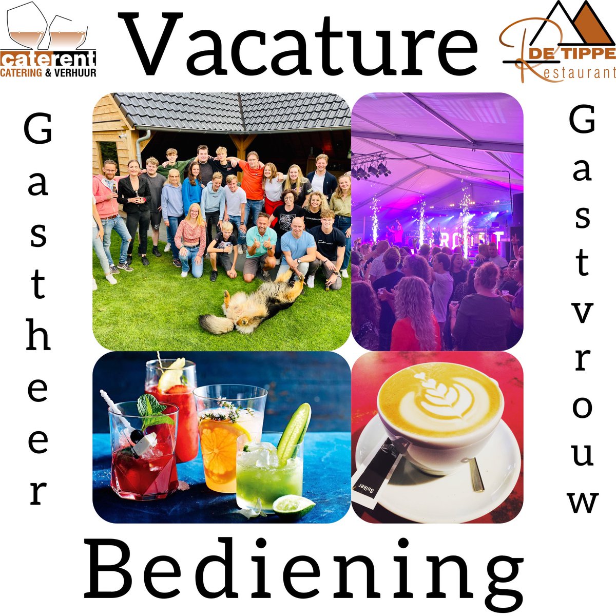 #VACATURE #Bediening 
Vanwege aanhoudende drukte en uitbreidingen, een part-time of full-time functie beschikbaar. Kom jij met ons kennismaken? Meer info: detippe.nl/vacatures of ☎️ Jeroen: 0655108265