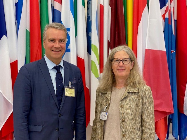 Benedicte Fleischer 🇳🇴, Chair of the <a href="/OECDtrade/">OECD Trade ➡ Making Trade Work for All</a> Trade Committee, and Kaarle Kupiainen 🇫🇮, Chair of the <a href="/OECD_ENV/">OECD Environment</a> Environmental Policy Committee, met in Paris today. Opportunity to explore how to best tap into unique in-house expertise in both fields to foster sustainable trade.