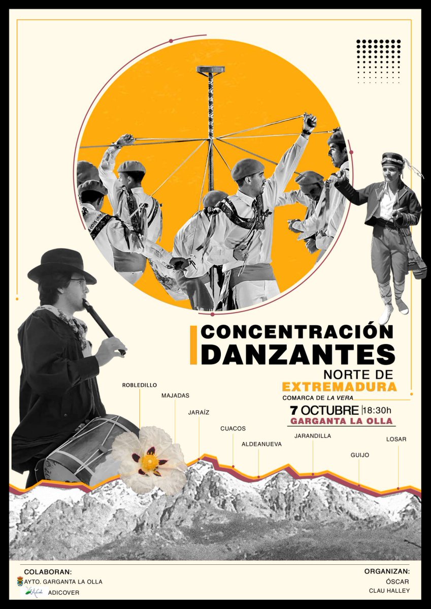 👉Información sobre la "I CONCENTRACIÓN DE DANZANTES DEL NORTE DE EXTREMADURA"
 🗓️7 de octubre
 ⏰ 18:30 h
 📍 Garganta la Olla