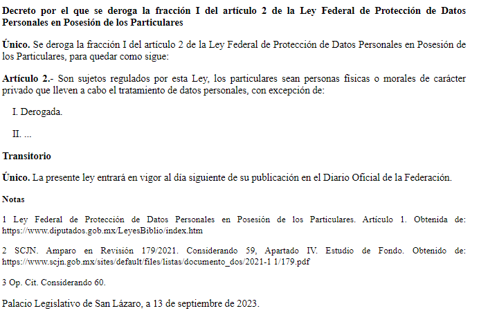 JonathanLpezTor's tweet photo. ✅ #Iniciativa que #deroga la fracción I del artículo 2 de la Ley Federal de Protección de #Datos Personales en Posesión de los Particulares: Se #elimina la excepción de aplicación a las #SIC #BuróCrédito https://t.co/YUDtkxuGIy