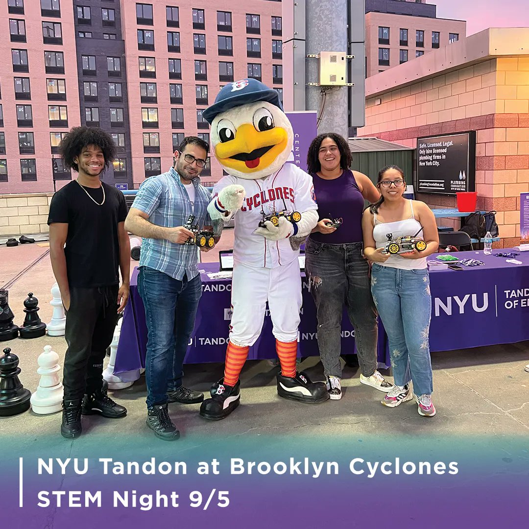 nyutandon's tweet image. On 9/5, #NYUTandon stepped up to the plate at @BKCyclones #STEMnight ⚾ 💜 
#NYUTandonMade @dynamicalsyste2 @nyu_cusp @porfirimaurizio @nyupolyk12stem