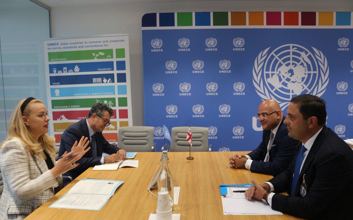 Fruitful discussion between <a href="/Tatiana_Molcean/">Tatiana MOLCEAN</a> &amp; Romeo Mikautadze, 1st Deputy Minister of the Economy of #Georgia, on the economic challenges of the country &amp; region

<a href="/UNECE/">UNECE</a> supports Georgia’s efforts on #energyefficiency &amp; #renewableenergy