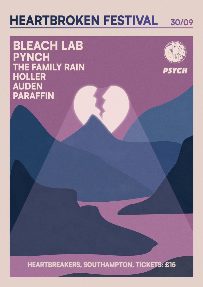 CloseUp (@closeuppromo) on Twitter photo NEW :: The first ever Heartbroken All-Dayer hits <a href="/heartbsoton/">HEARTBREAKERS</a> later this month! (30/9). A stellar lineup brought to Southampton by us & <a href="/PsychLtd/">PsychLtd</a>.
<a href="/bleach_lab/">Bleach Lab</a> + <a href="/PynchBand/">Pynch</a> + <a href="/thefamilyrain/">The Family Rain</a> + <a href="/holler_band/">holler</a> + Auden + <a href="/PARAFFINBAND/">PARAFFIN</a>.
Tickets via <a href="/dicefm/">DICE</a> 💚💜 NEW :: The first ever Heartbroken All-Dayer hits <a href="/heartbsoton/">HEARTBREAKERS</a> later this month! (30/9). A stellar lineup brought to Southampton by us & <a href="/PsychLtd/">PsychLtd</a>.
<a href="/bleach_lab/">Bleach Lab</a> + <a href="/PynchBand/">Pynch</a> + <a href="/thefamilyrain/">The Family Rain</a> + <a href="/holler_band/">holler</a> + Auden + <a href="/PARAFFINBAND/">PARAFFIN</a>.
Tickets via <a href="/dicefm/">DICE</a> 💚💜