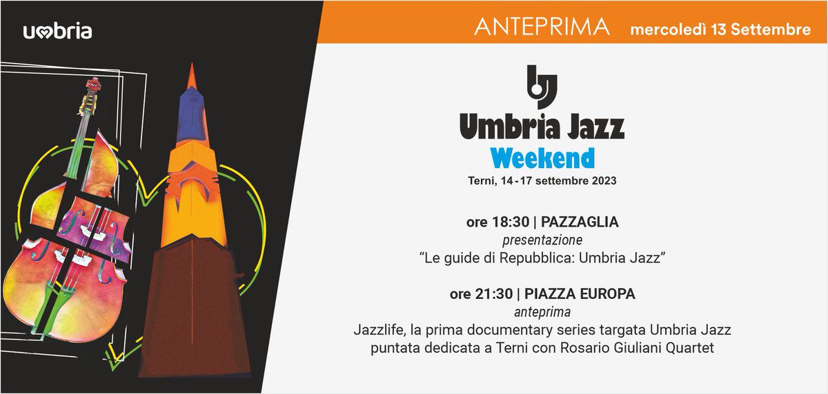 #𝐔𝐦𝐛𝐫𝐢𝐚𝐉𝐚𝐳𝐳 Stasera a Terni la presentazione della Guida di Repubblica "𝐔𝐦𝐛𝐫𝐢𝐚 𝐉𝐚𝐳𝐳: 𝐬𝐭𝐨𝐫𝐢𝐞 𝐞 𝐦𝐮𝐬𝐢𝐜𝐚, 𝟓𝟎 𝐚𝐧𝐧𝐢 𝐝𝐢 𝐬𝐮𝐜𝐜𝐞𝐬𝐬𝐢".

<a href="/UmbriaJazz_OFC/">Umbria Jazz</a>