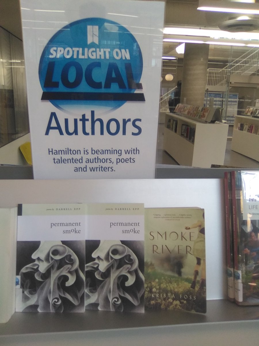 The Local Authors display at the Jackson Square library currently features two copies of Permanent Smoke, pretty sweet! #Grateful  #HamOnt #BartonVillage #writing