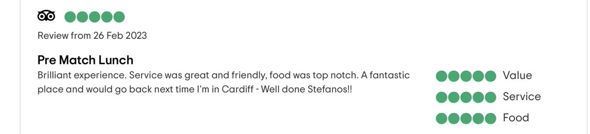 We wanted to share with you some of our 5* Reviews on Tripadvisor 🤩

We would love to see more of your amazing reviews- don’t forget to leave yours after dining with us. 📝

Haven’t dined with us yet? 
Book your table today! 

📲 Call us: 02920 372768.
💻 Book via our Website