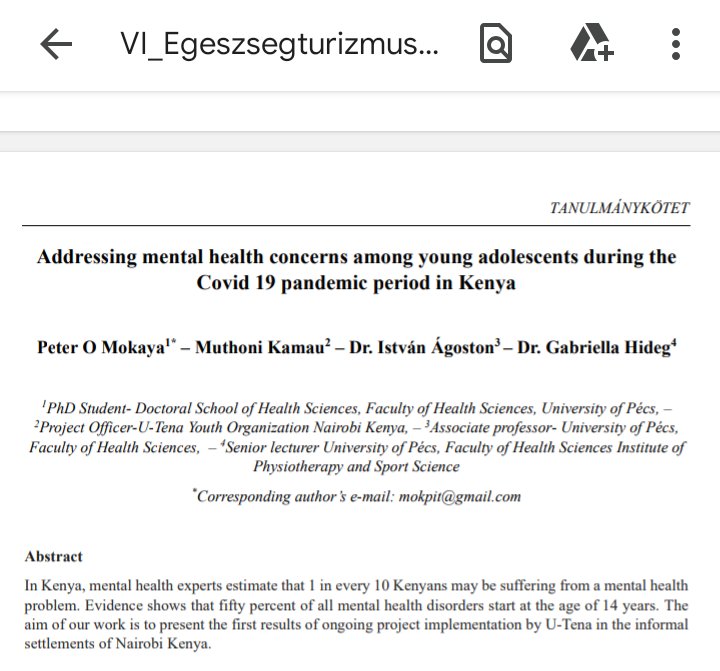 During an International Health Tourism Conference(Hungary 🇭🇺 Europe )in partnership with <a href="/pmokaya1/">Peter Onchuru Mokaya</a>
Sharing strategies used to support adolescents mental health in informal settlement of Nairobi,Kenya🇰🇪.

bit.ly/3ZhXsAr from page 208-217