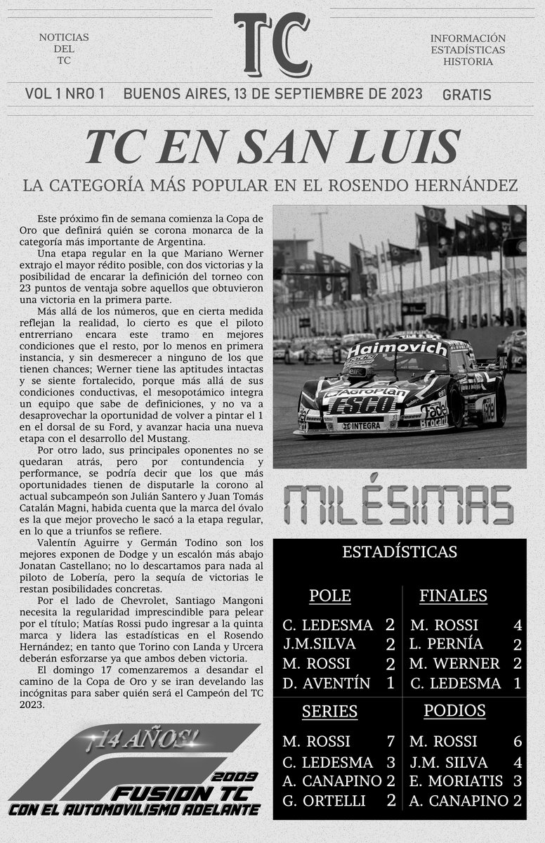Milsimas2's tweet photo. XI° FECHA DEL CAMPEONATO DE TC 2023
I° FECHA DE LA COPA DE ORO 2023
CARRERA 1308 EN EL HISTORIAL DE LA CATEGORÍA
AUTÓDROMO ROSENDO HERNÁNDEZ
SAN LUIS
4500 METROS
@HFEIJOOFUSIONTC https://t.co/haoEdEzTID