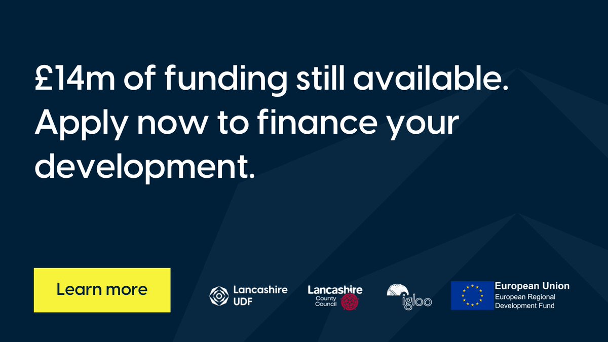 Eligible developers have until 1st November to apply for a loan with the Lancashire Urban Development Fund.

After this date, remaining funds will be returned to HM Treasury. Don’t miss out on this opportunity to kickstart your development.

Apply now: lancashireudf.co.uk