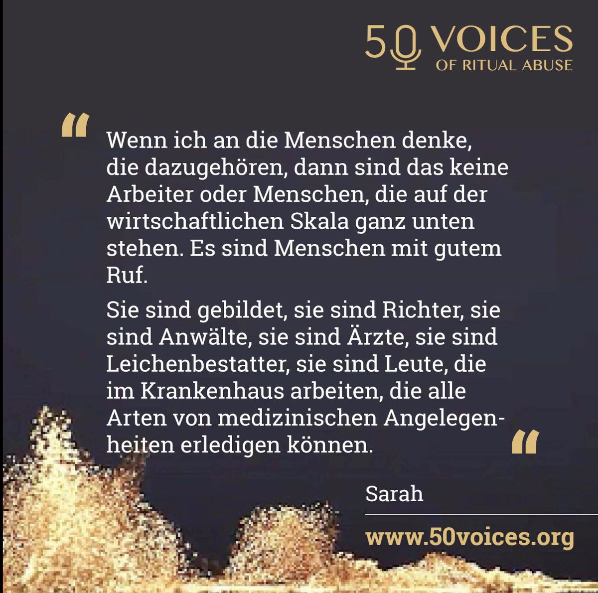 Sarah hat #rituellegewalt in California und in Alaska erlebt. «Sie haben es so eingerichtet, dass man als jemand angesehen wird, der verrückt ist», sagt sie. Darum wissen nur sehr wenige Leute bis heute etwas über ihr Leben. Das Video erscheint diesen Sonntag.