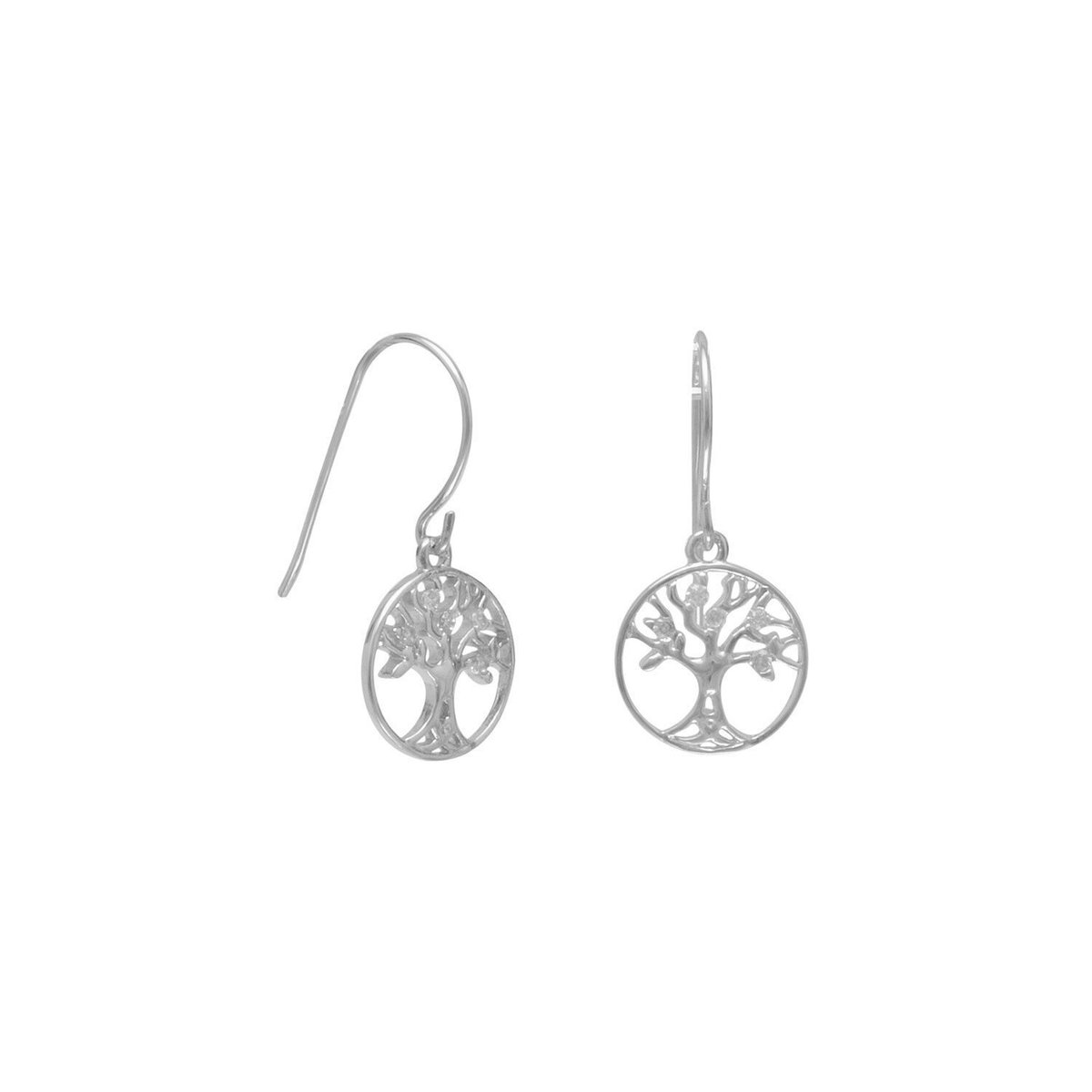 Earrings - Genuine 925 Sterling Silver French Wire Earrings with CZ Tree of Life Design Drop - Gift Earrings - Jewelry - Dangle Earrings tuppu.net/8c59e44a #jewelrymandave #Etsy #DangleEarrings