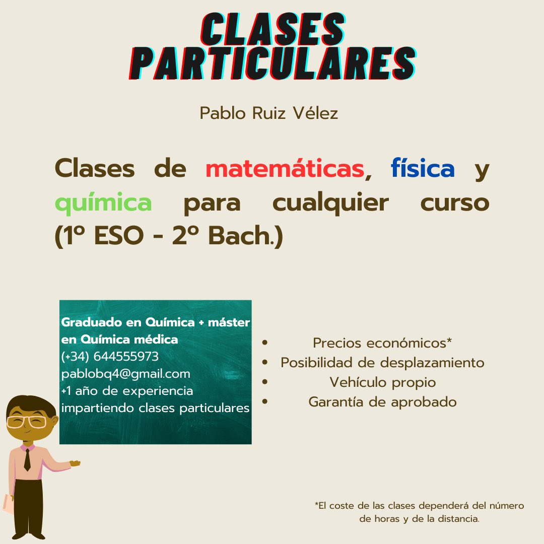 Pablorv__'s tweet photo. Imparto clases particulares de nuevo❗️❗️
Si alguien está interesad@ y/o conoce a alguien que pueda estarlo agradecería la difusión 🙏🏼🙏🏼 https://t.co/rG9QUP2I2W