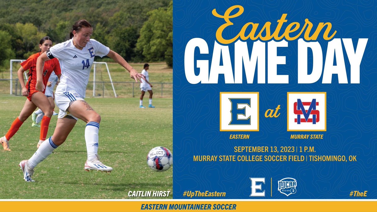 eosc_wsoc's tweet photo. It's Game Day! The Mountaineers head to Tishomingo to take on Murray State! #TheE #UpTheEastern #NJCAAWSOC
⚽️ vs. Murray State
⏰ 1:00 PM
🏟 Murray State Soccer Field
📍 Tishomingo, OK https://t.co/9bYEUXVwhl