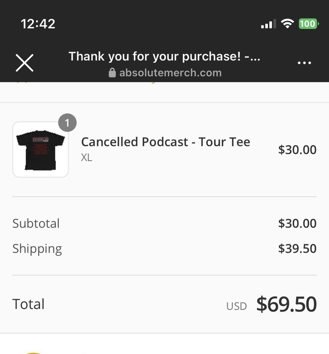 tiffsullivxn's tweet photo. $108 AUD for a fucking shirt sucks dick btw, the $39.40USD shipping fee is ridiculous but i made it work for u @tanamongeau 😭❤️ https://t.co/GF2uYjhrQ8