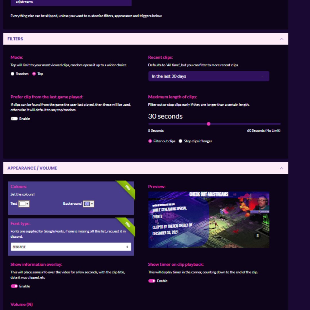 Want to show shoutout clips for raiders, or your own clips on your twitch streams? We've got you covered!

We have 4 different types of clip players, all simple to set up and add to your streams! Customise the filters, appearance and triggers!

#twitchstreaming