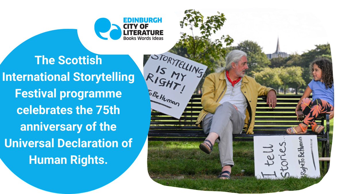 EdinCityofLit's tweet photo. Edinburgh's @ScotStoryFest have launched their 2023 festival programme, celebrating the 75th anniversary of the Universal Declaration of Human Rights.
 
📅13-29 October 2023  
🗺️: Across Scotland &amp; Global  

Find out more: https://t.co/CgWN0kzQh4
#RightToBeHuman https://t.co/kR6SiePbQY