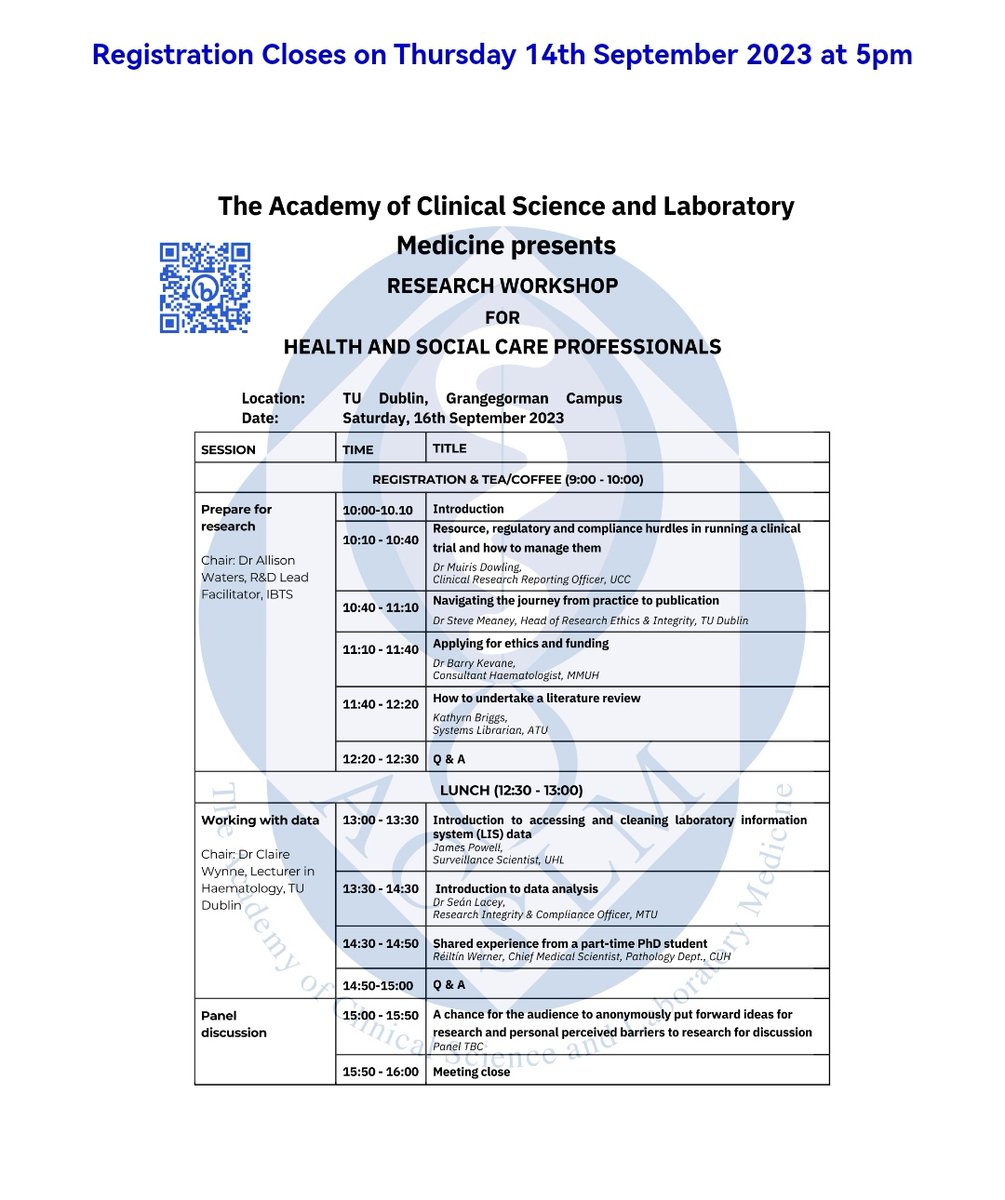 Research workshop registration closes tomorrow