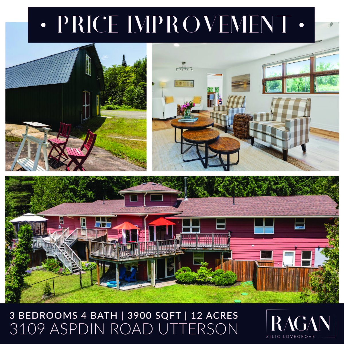 PRICE IMPROVEMENT - 3109 Aspdin Road, Utterson
New price $1,275,000 
homesbyragan.com/Properties.php… 

#forsale #luxuryrealestate #realestate #muskoka #chestnutparkrealestate #huntsvilleontario #cottagecountry #muskokalife #muskokarealtor #homesbyragan #livingthedream