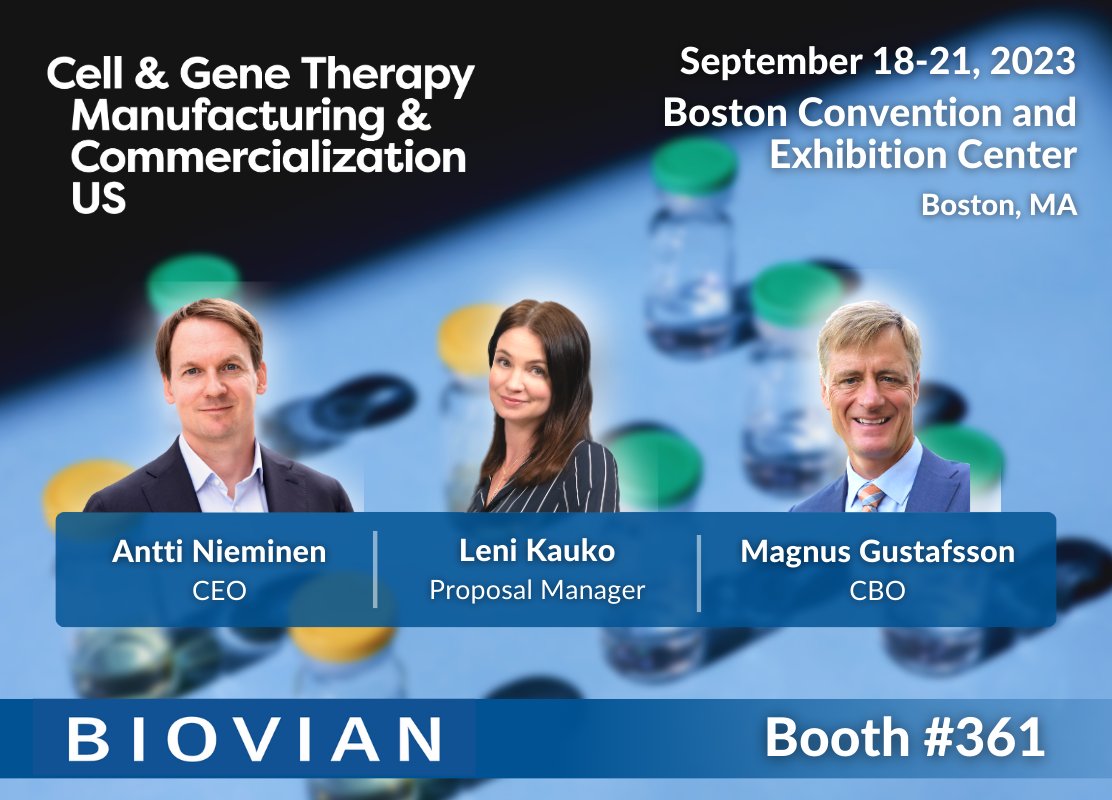 Biovian will be exhibiting at the BPI/Cell &amp; Gene Therapy Manufacturing &amp; Commercialization event in Boston next week!  🧬

Meet the team at booth #361!

#BPIEvent #Biovian #ManufacturingHappiness #CGTConf
