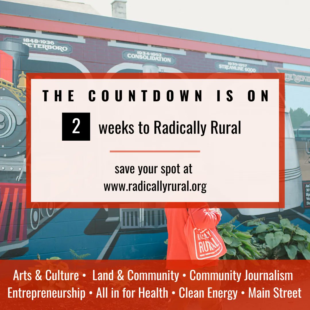 RadicallyRural's tweet photo. We'll see you in Keene, NH for Radically Rural 2023 in just two weeks!
#RadicallyRural #RuralSummit #RadicallyRural2023 https://t.co/TapU4UWMtF