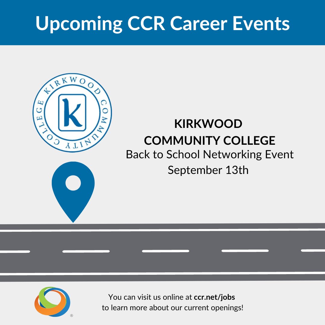 CCRdotNET's tweet image. The first stop for CCR on the Road is Kirkwood Community College! We will be at the Back to School Networking Event in the public space of Nielsen Hall from 10:30am-12pm today!