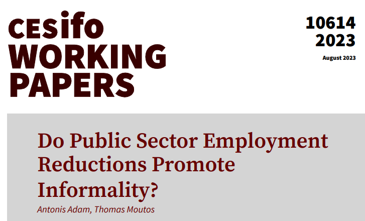 CESifoNetwork's tweet photo. Do Public Sector Employment Reductions Promote Informality? | @AntonisAdam, Thomas Moutos
#EconTwitter 
https://t.co/n4mXJPmruh https://t.co/OHzf2EZM7c