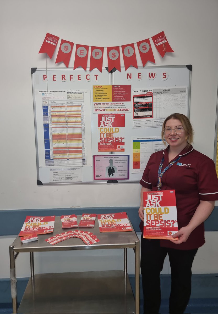 Promoting World Sepsis Day in Altnagelvin ED @WesternHSCTrust 5 people die from sepsis every hour Sepsis in the UK, but if caught early, it is totally treatable! #worldsepsisday #SepsisAwareness #sepsissavvy #coulditbesepsis #emergencynursing @UKSepsisTrust