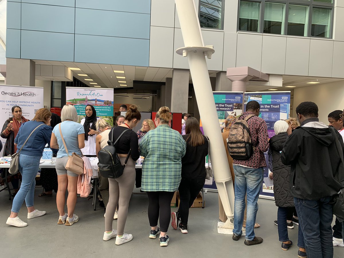 Brilliant start to the <a href="/UniofBradford/">University of Bradford</a> Nursing Fair today in the Richmond Building. Come and see us to learn about research <a href="/BTHFT/">Bradford Teaching Hospitals NHS FT</a>, what careers are available for nurses and see if you’re eligible to take part in one of our studies! (&amp; grab some sweets 🍭)