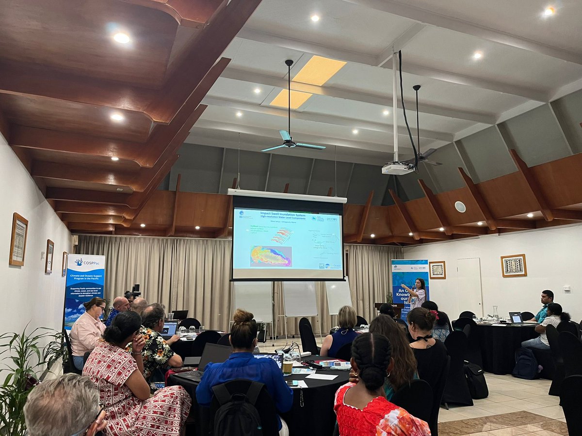 GeoOcean_UC's tweet photo. GeoOcean is attending PICOSOM, the 1st Pacific Islands Conference on Ocean Science and Ocean Management being held in Nadi, Fiji.

Alba Ricondo and Laura Cagigal have been presenting on our latest hybrid techniques for forecasting the impacts of extreme events in Samoa and Tonga. https://t.co/zZRzmDoSld