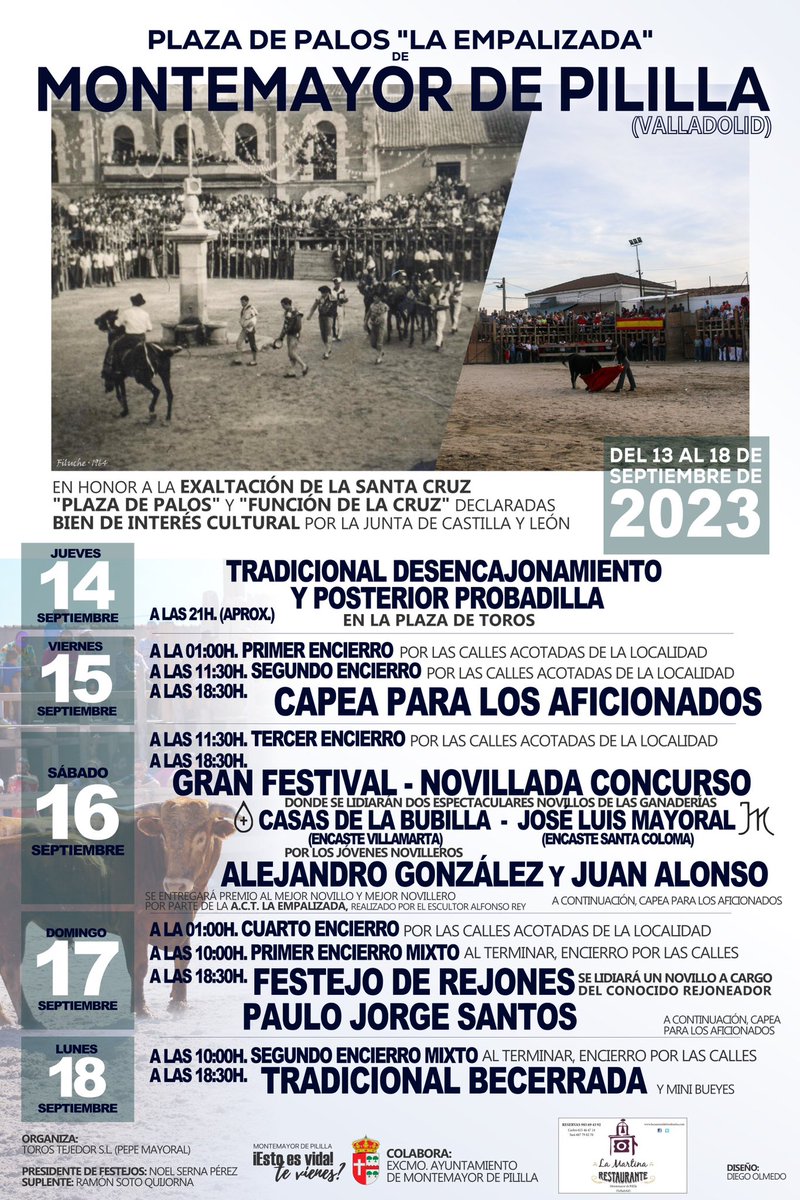 Todo un orgullo que el cartel de los Festejos Taurinos de la Función 2023 de Montemayor de Pililla sea un diseño mío. Desearos a todos los montemayorcenses unas felices fiestas y… ¡VIVA LA FUNCIÓN!