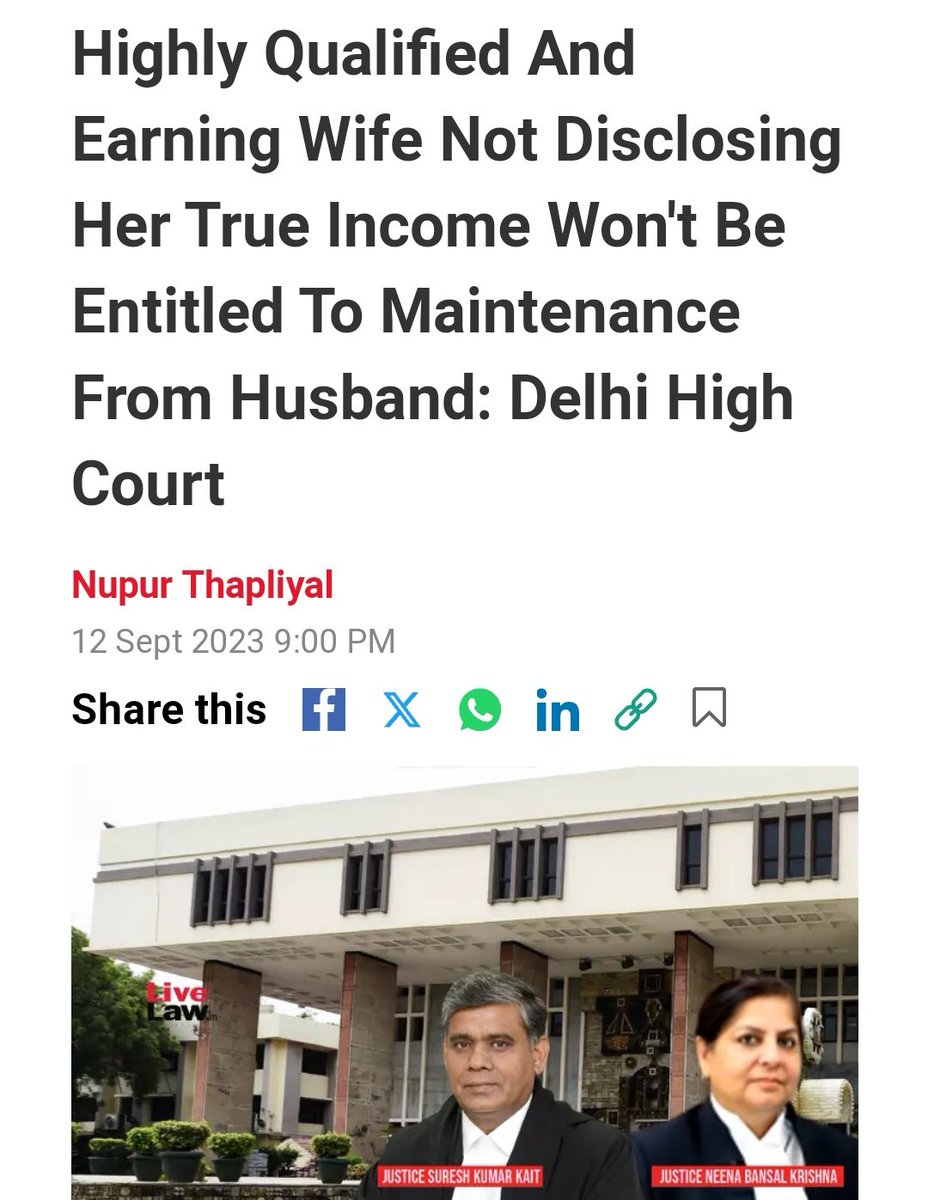 Pl take a print out of this news, put it in an envelope, go to post office and post it to your darling wife. Let her develop some fear of lying in her Rajnish vs Neha asset/liability affidavit. livelaw.in/high-court/del…