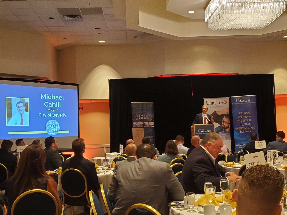 Hearing from @MayorMikeCahill at the State of the Region Breakfast with @NSChamber #Transit #housing #AffordableHousing Beverly's response to housing needs and #workforce needs #infrastructure challenges