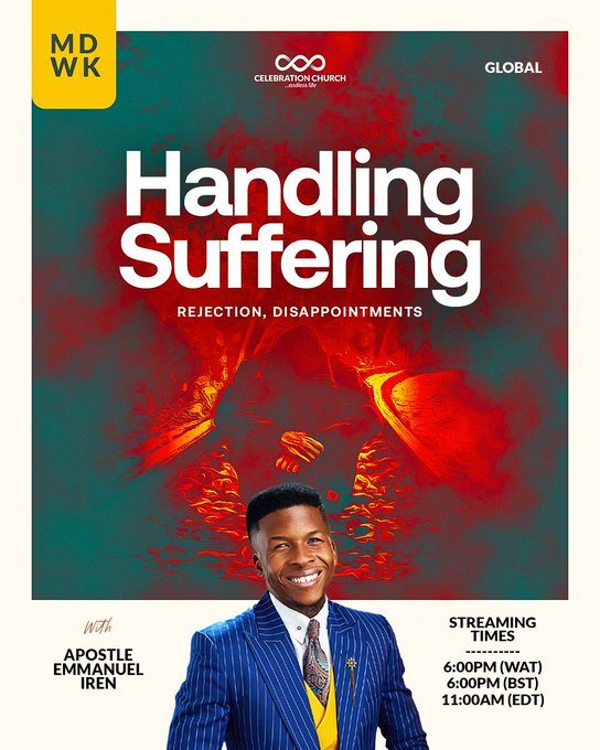 ChurchEventsNG's tweet photo. As believers, how do we find strength and purpose in our faith when faced with suffering, disappointment, or rejection? 

Join @cci__global  this evening at Midweek service, as they examine the theme; “Handling Suffering”. https://t.co/sUv3e8Hyxs