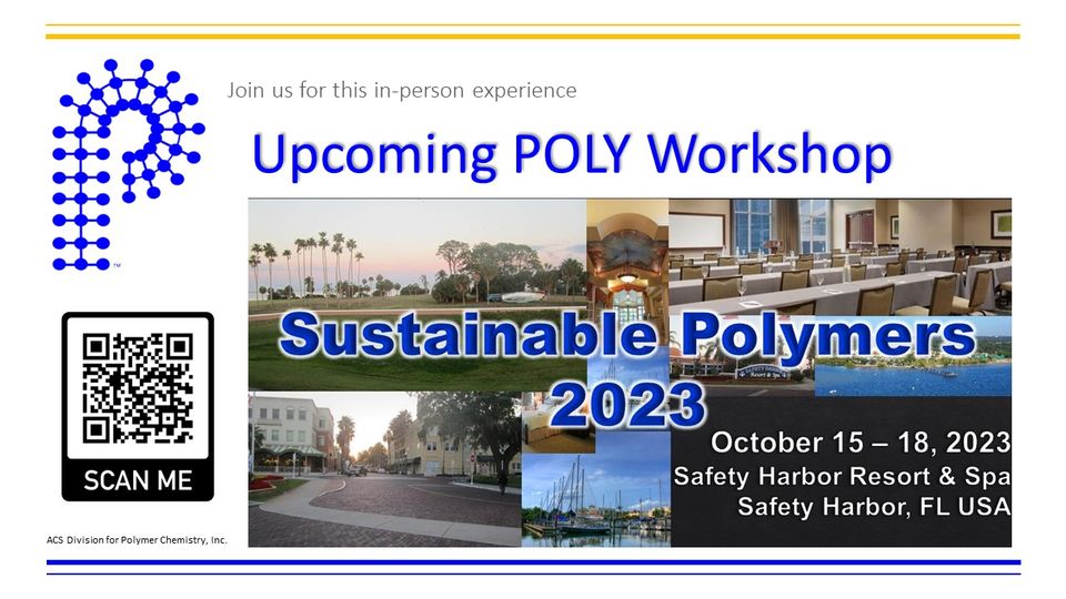 POLY_ACS's tweet photo. Sustainable Polymers 2023
Registration deadline extension is TODAY
Accommodation Deadline is FRIDAY
https://t.co/h0wOGszCLM
#sustainablepolymers23 #polyworkshop #networkwithpoly https://t.co/yBap7DZpwh