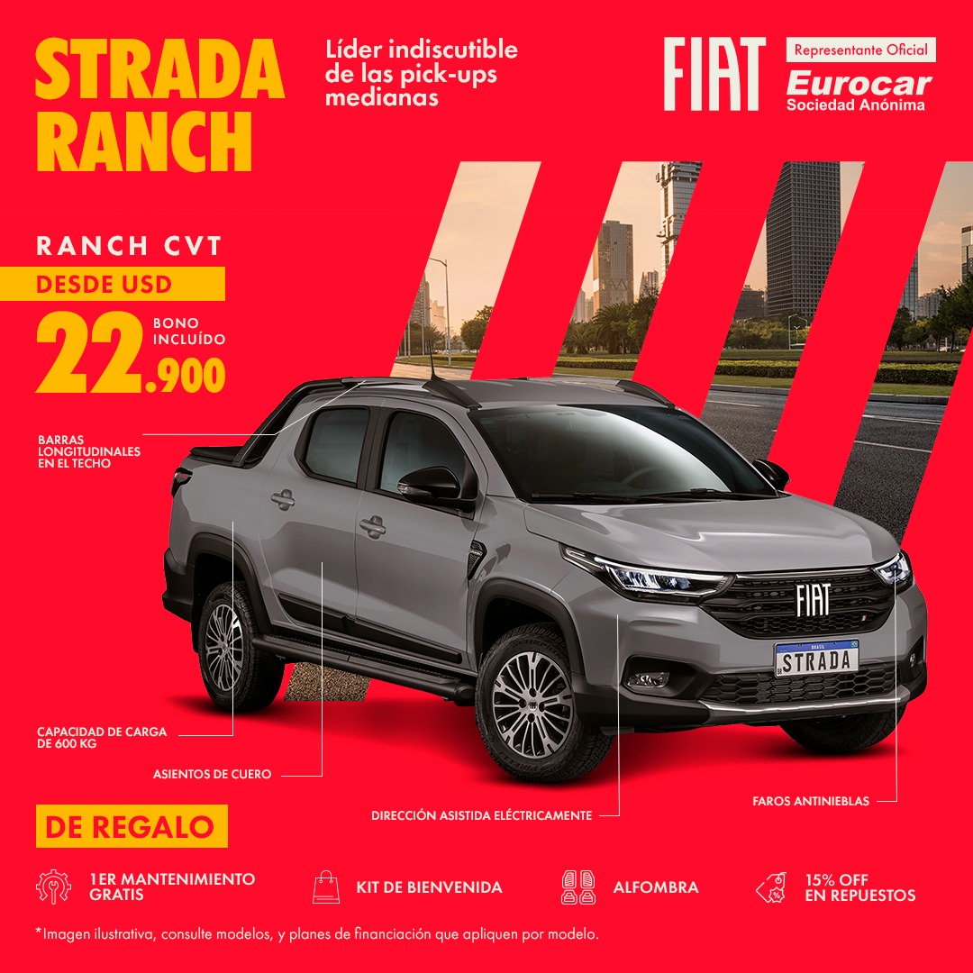 Con el nuevo FIAT STRADA  RANCH eleva el estándar de las pickups compactas, incorporando un paquete de seguridad sorprendente 😎

📲WhatsApp: : 0972-790722

#fiat #strada #ranch #cvt #0km #paraguay