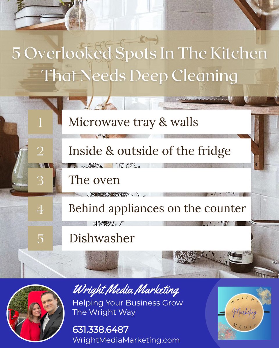 MCWrightMedia's tweet image. *The microwave tray, walls, buttons
*The refrigerator inside and out
*The oven - using the self-clean button doesn't do the trick
*Behind appliances you keep on the counter
*The dishwasher
#cleaningtips #hometips #deepcleaningtips #cleanhome #kitchencleaning #kitchengoals