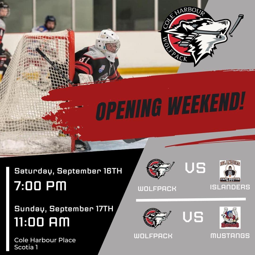 CHWolfPack's tweet photo. The Pack kicks off the 2023-2024 season with back-to-back home games vs U18 Cape Breton West Islanders Hockey Club Saturday at 7pm and vs the South Shore Mustangs Sunday at 11am.
Let's hope Lee doesn't crash the party ๐ค
Stay tuned for details
#LetsGoWolfpack #HuntAsAPack https://t.co/T0Pw9W7f0I