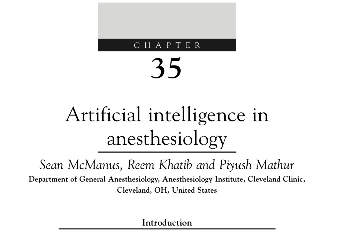 Excited to see our book chapter in the newly published “Artificial Intelligence in Clinical Practice” textbook <a href="/KrittanawongMD/">Chayakrit Krittanawong, MD, FACC</a> Grateful for the mentorship of <a href="/piyushm76777614/">piyushmathur</a> &amp; Dr Khatib in the writing &amp; editing process!

#MedTwitter #Anesthesiology #ArtificialIntelligence