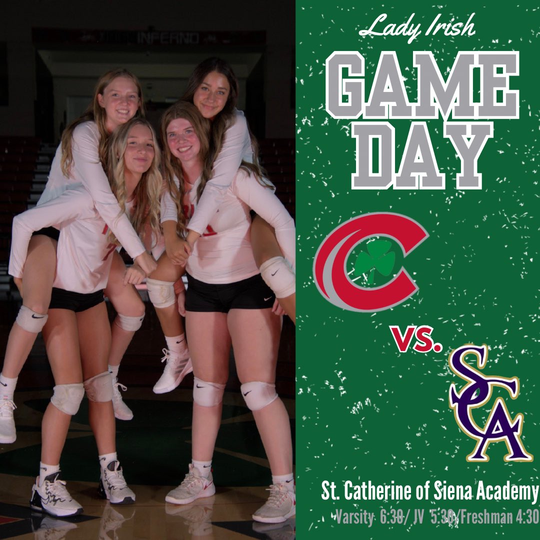 GAME DAYY☘️☘️

🆚 St. Catherine of Siena
📍St. Catherine of Siena Academy 
⏰ Freshman 4:30 | JV 5:30 | Varsity 6:30