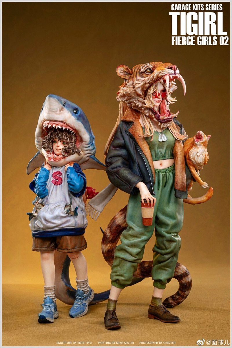 Fierce Girl No.1～No.3 🐯🦈🐊 exquisite painting work by